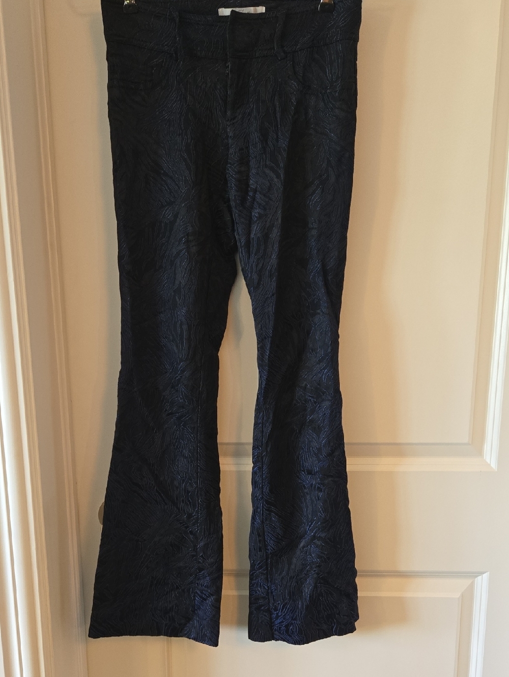 Luxe Navy Textured Flare Pants
